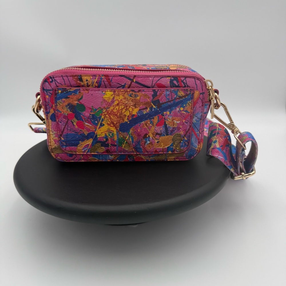Jumper Maybach camera bag featuring the artist's abstract, vibrant artwork